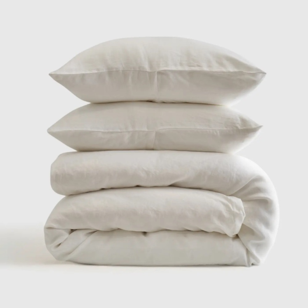 Queen Quince European Linen Duvet Cover Set NWOT
